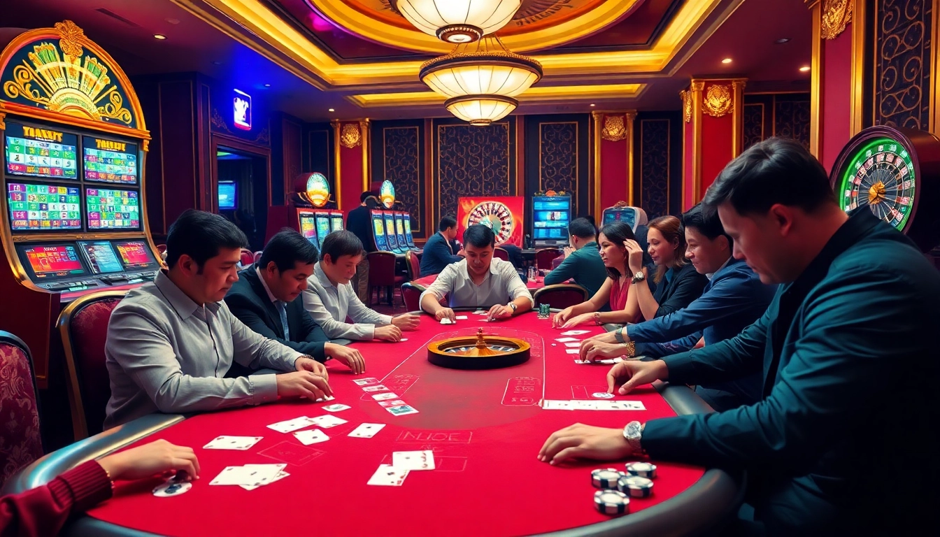 UU88 players engaging in a high-stakes game at a luxurious casino table.