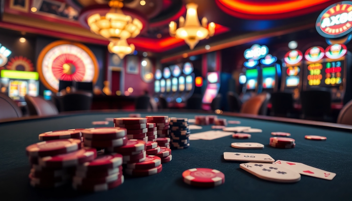 Experience high-stakes excitement with ax88 at a luxurious casino game table.