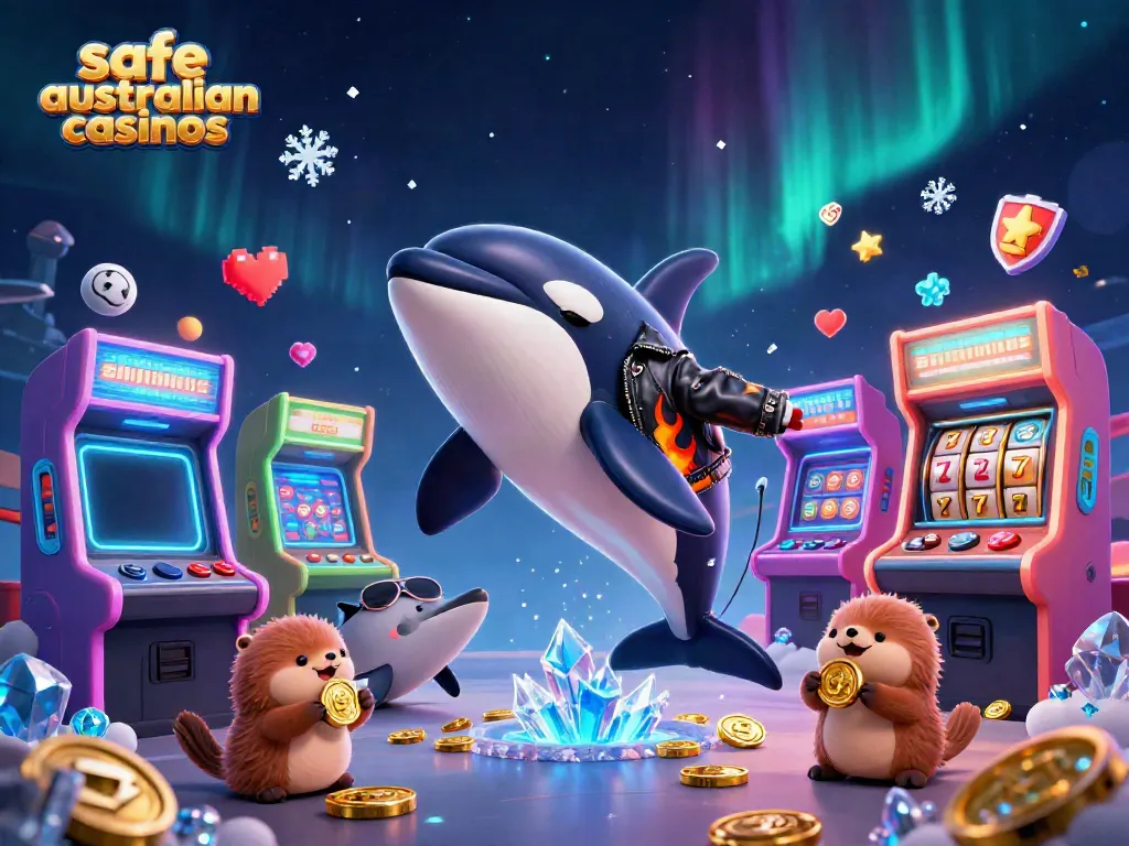 Experience safe australian casinos with fun characters and dynamic gaming elements in a vibrant 3D scene.