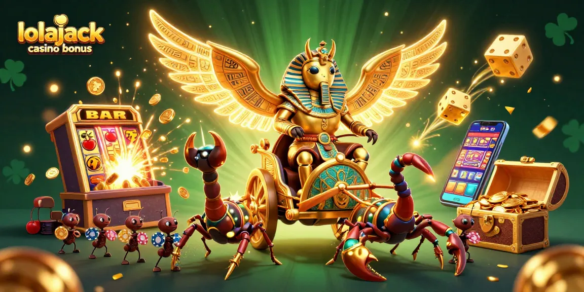 Experience exciting gameplay and rewards with the lolajack casino bonus showcased in a vibrant 3D illustration.