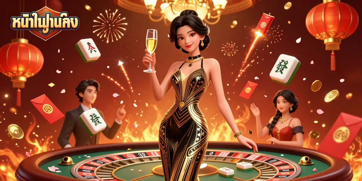 Enjoy immersive gameplay with หนังใหม่ชนโรง in this vibrant 3D casino scene featuring luxury elements and festive energy.