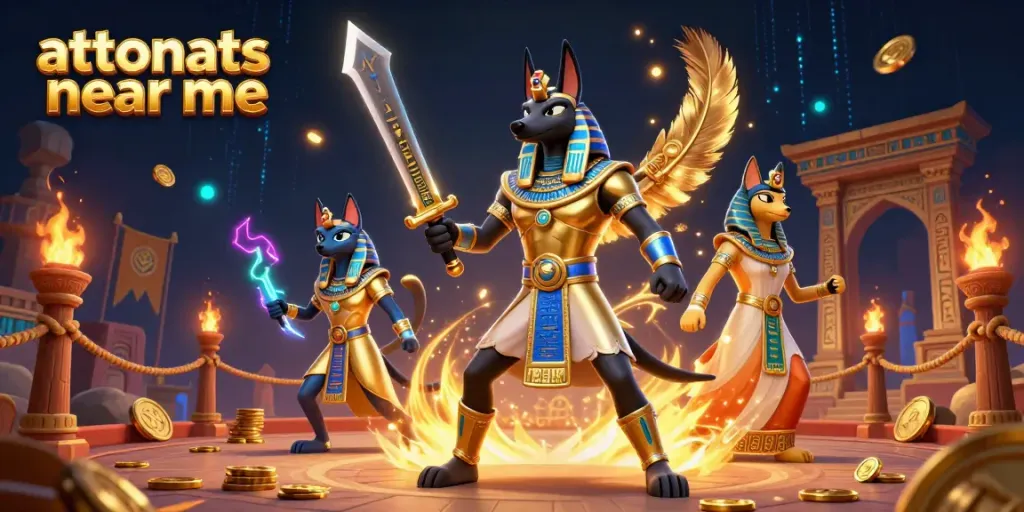 Experience thrilling gameplay with attorneys near me featuring a dynamic Egyptian warrior scene.