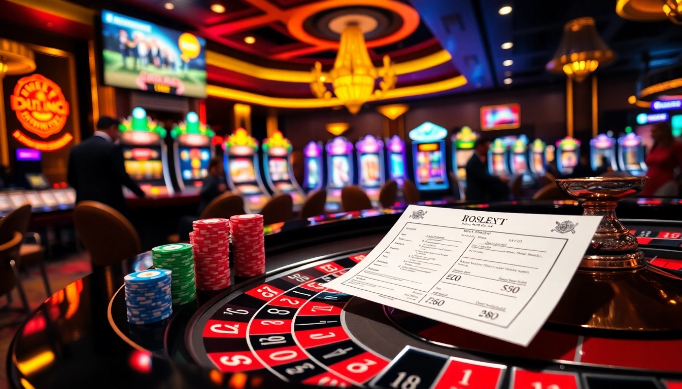 S88 gambling excitement portrayed with vibrant roulette tables and colorful poker chips in an elegant casino.
