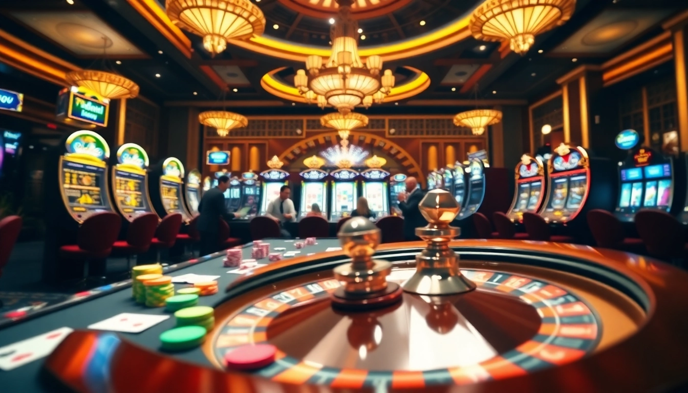Experience high-stakes action at 888now with a vibrant casino scene featuring poker and roulette.