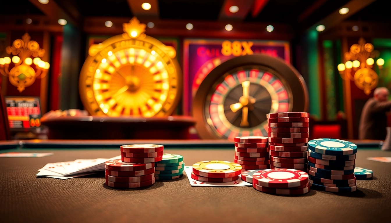 Experience the thrill of the 88xx win at a luxurious poker table with vibrant colors and dynamic gameplay.