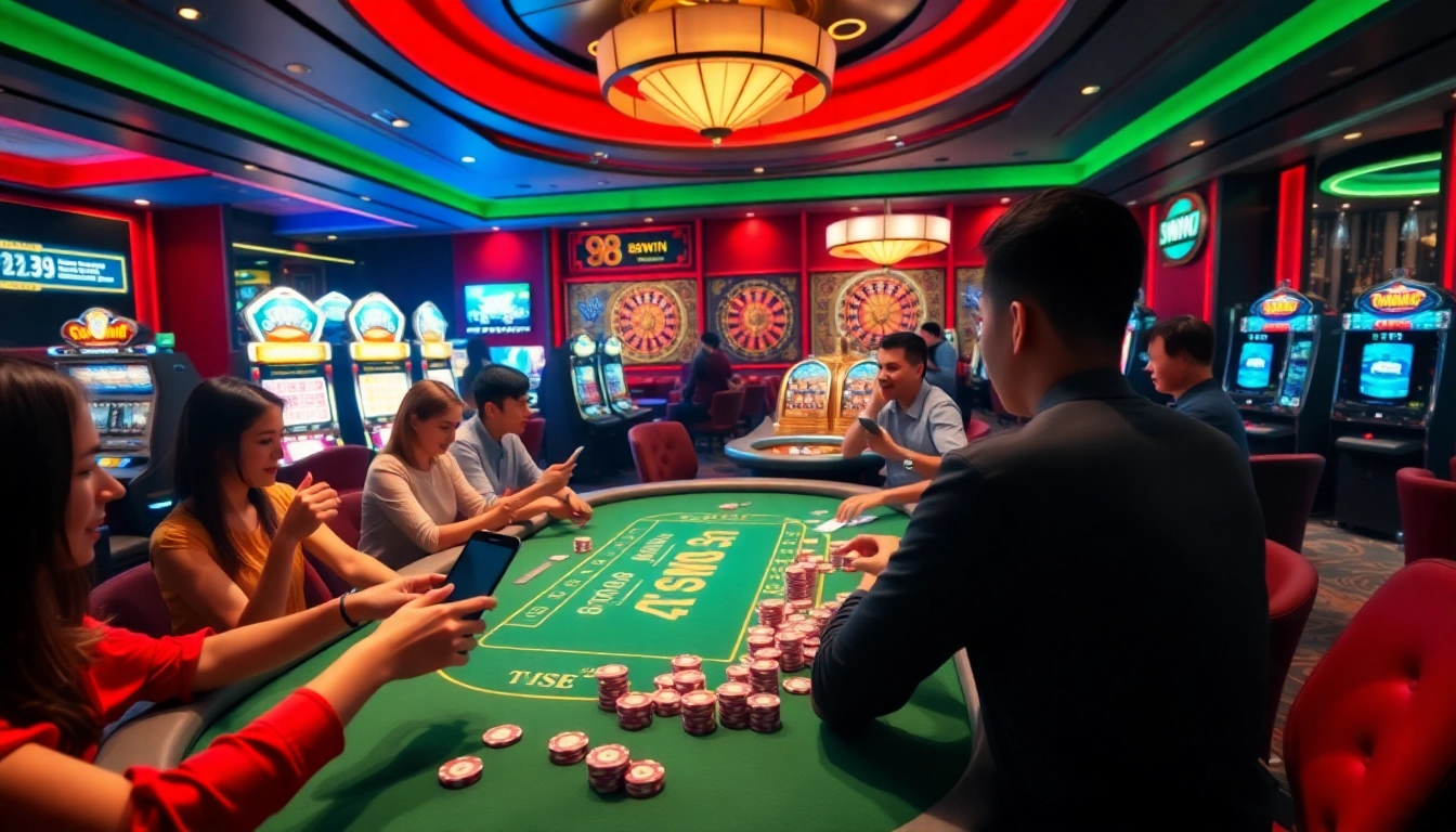 Experience thrilling gameplay with the app 98win featuring vibrant casino tables and engaging players.