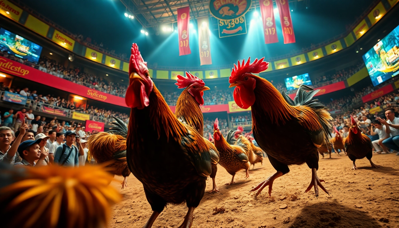 Live cockfight action showcasing SV368win.live's exciting betting platform experience