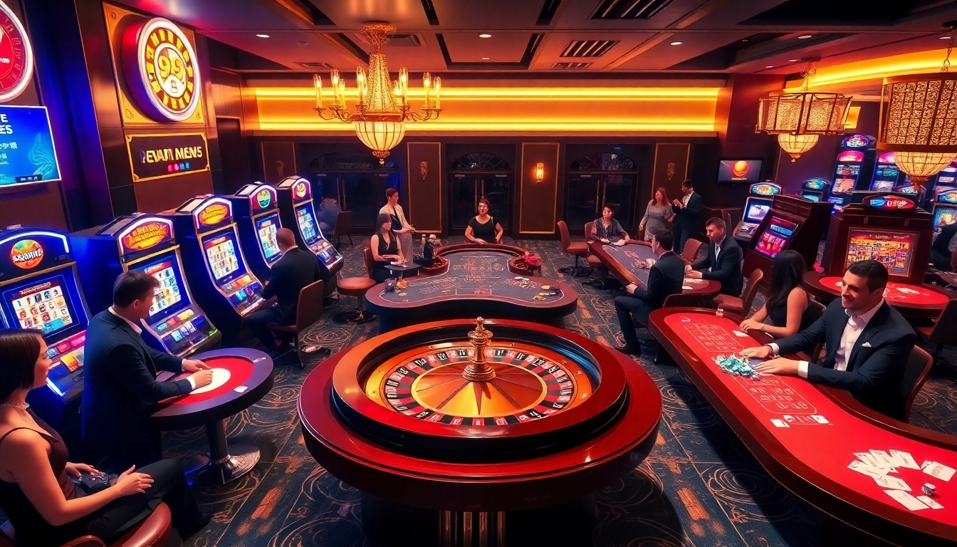 Experience the thrill of 99win with vibrant casino scenes filled with excitement and professional gameplay.