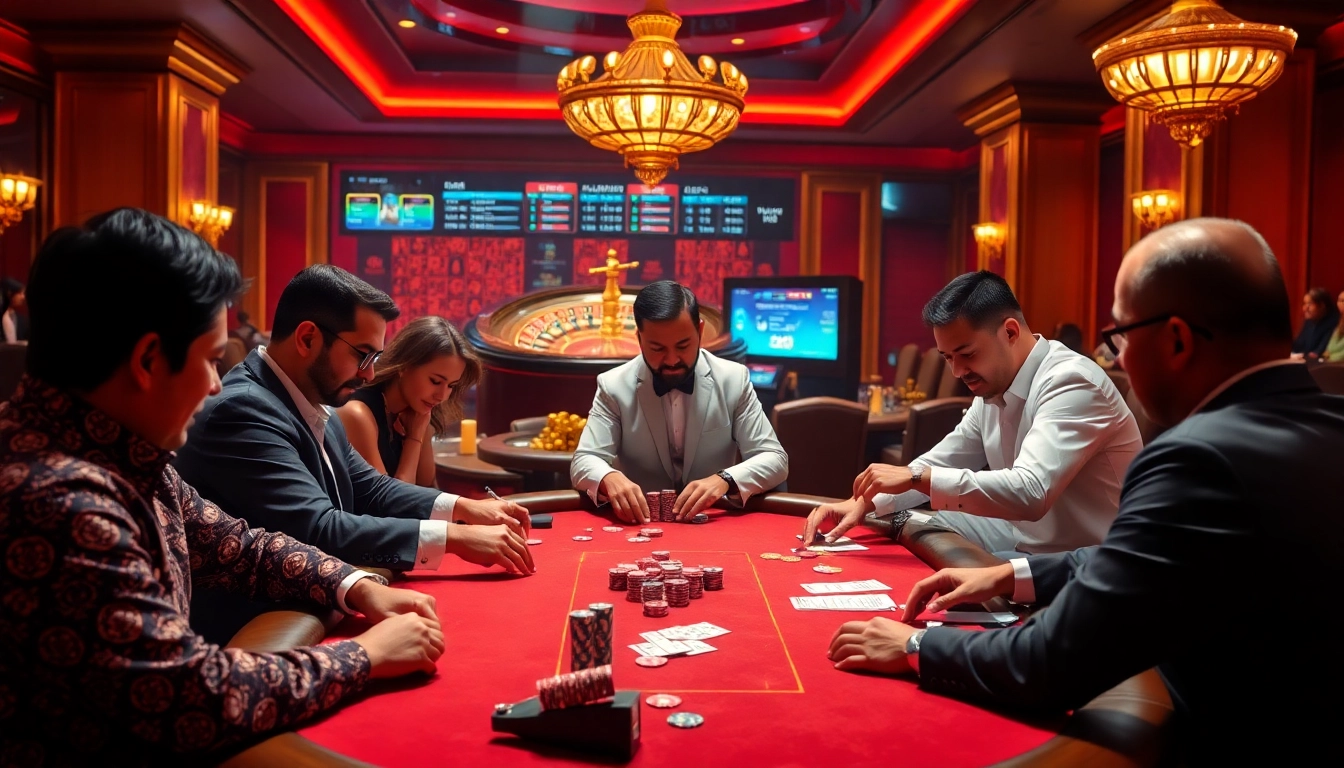 Experience high-stakes poker action at x88ni com in a luxurious casino setting.