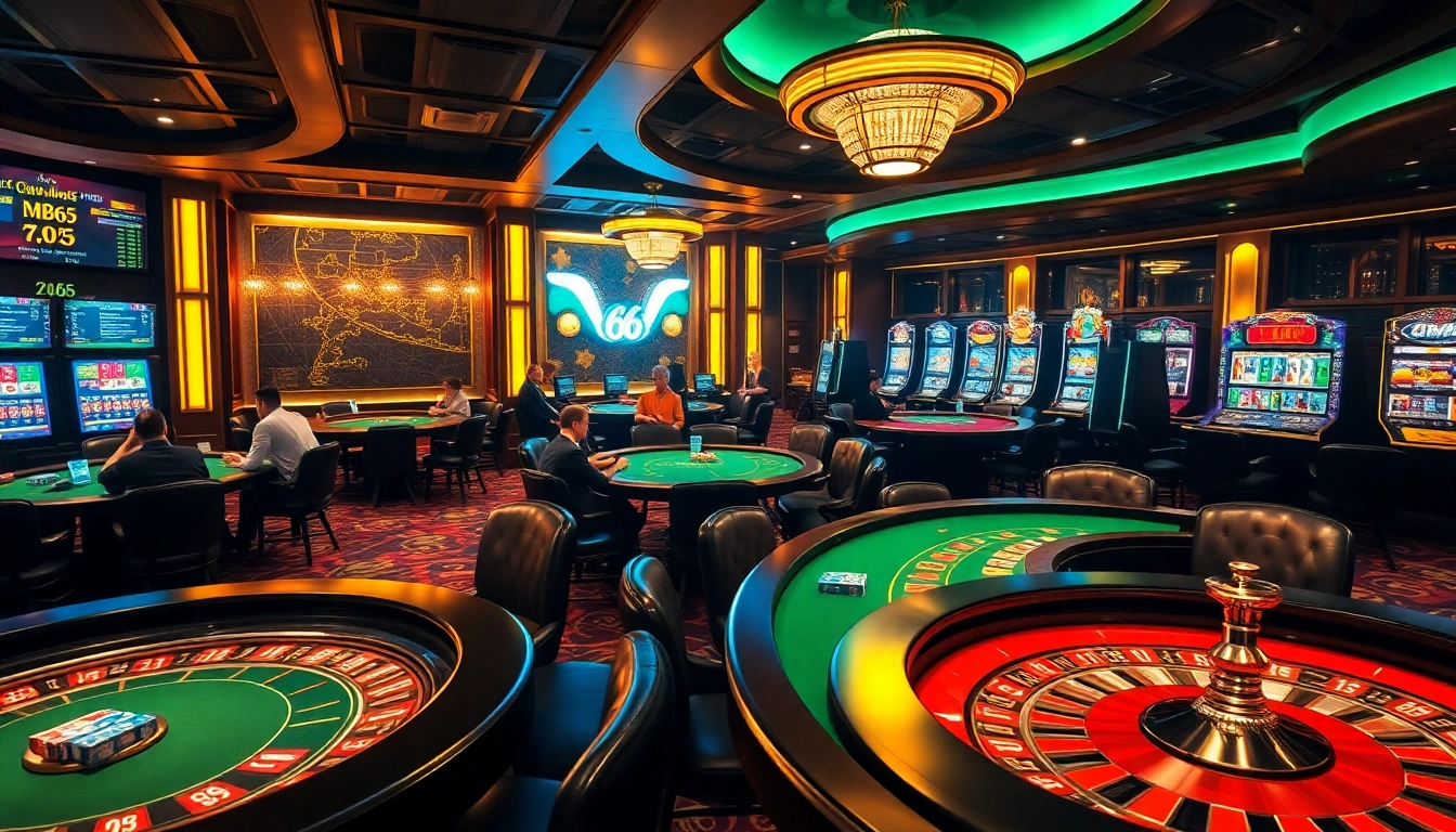 Experience the thrill of MB66 casino gaming with vibrant tables and excited players.