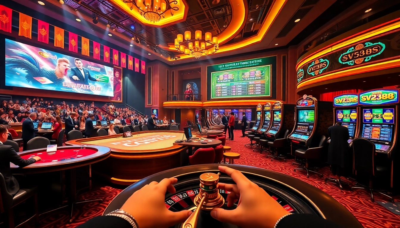 SV388 online gambling scene highlighting live cockfighting excitement and casino games.
