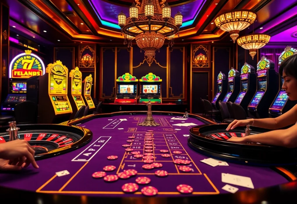 Engage in thrilling games at 79KING COM casino with vibrant roulette wheels and poker chips.