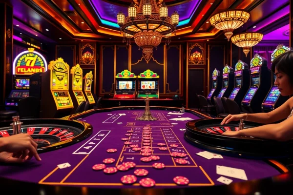 Engage in thrilling games at 79KING COM casino with vibrant roulette wheels and poker chips.