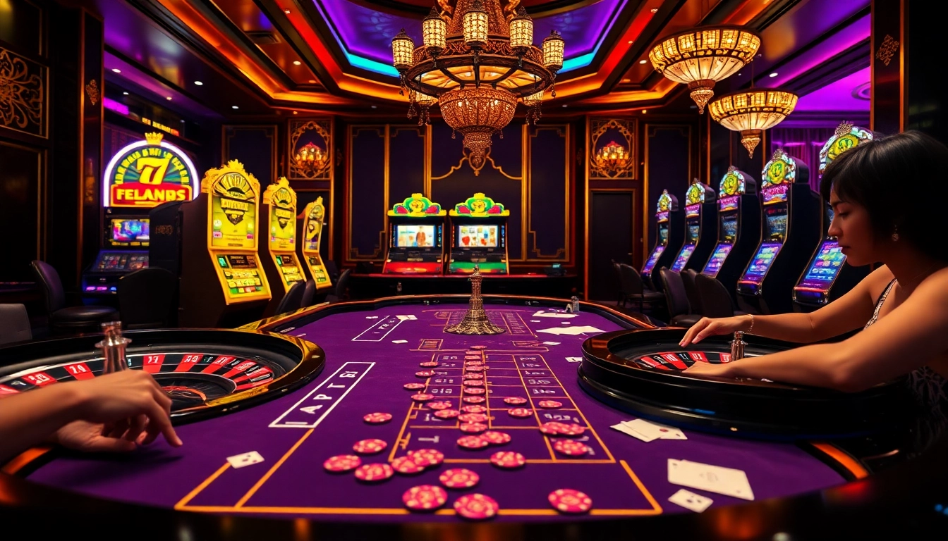 Engage in thrilling games at 79KING COM casino with vibrant roulette wheels and poker chips.