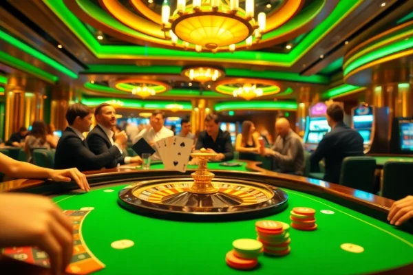 Gambling excitement captured at https://uu88games.com/ with luxury casino elements and vibrant players.