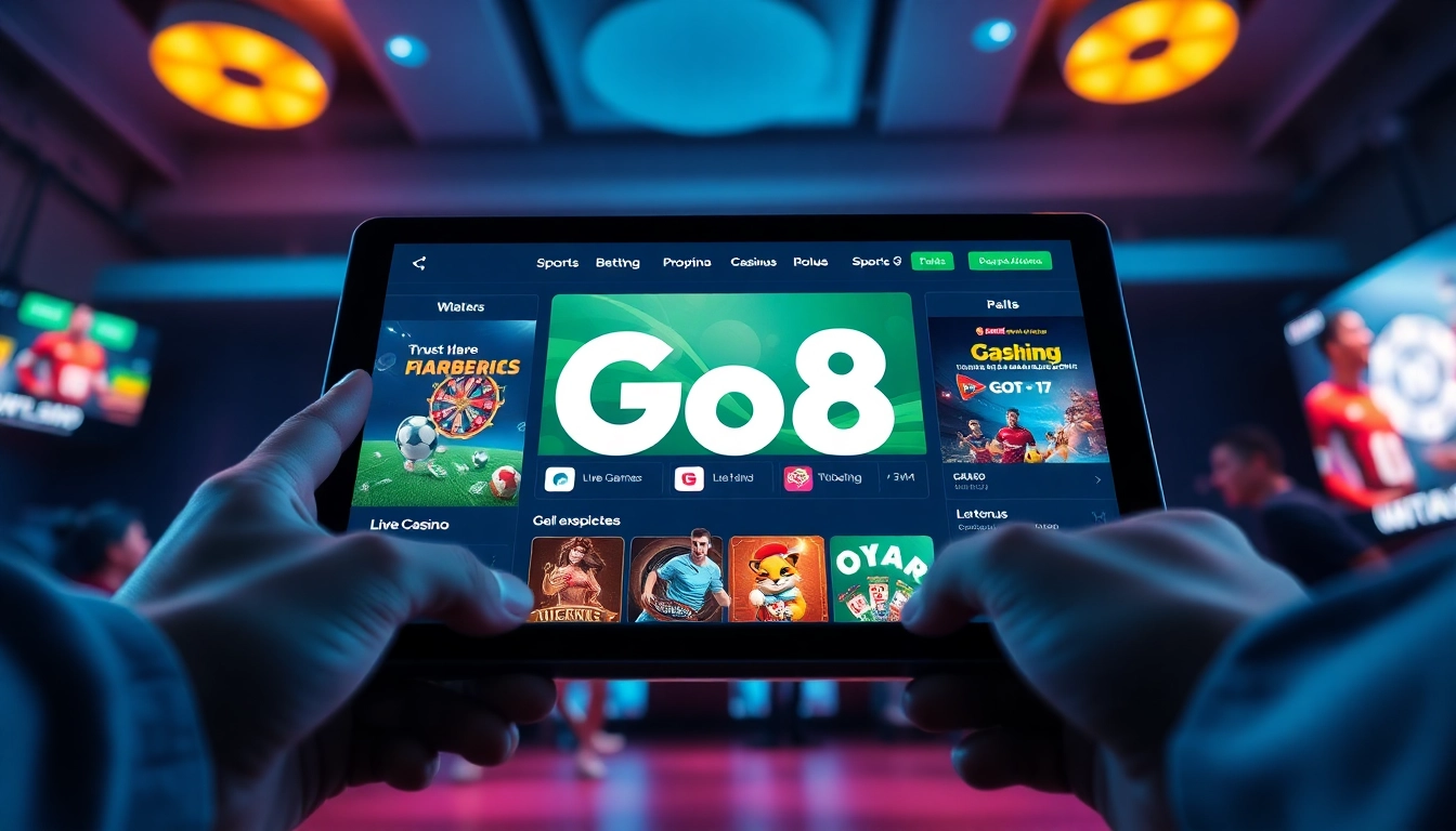 Go8 online betting platform showcasing diverse gaming options in a lively, modern interface.