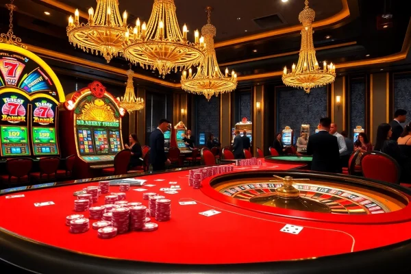 Experience the thrill of tg88. gambling at a luxury casino with vibrant tables and dazzling slot machines.