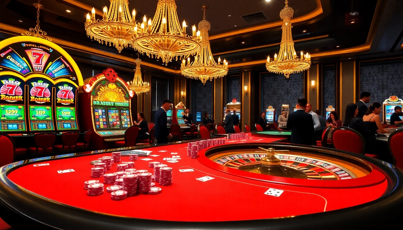 Experience the thrill of tg88. gambling at a luxury casino with vibrant tables and dazzling slot machines.
