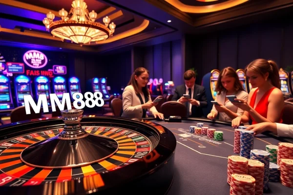 Players enjoying a vibrant casino experience at MM88 with exciting games and rich colors.