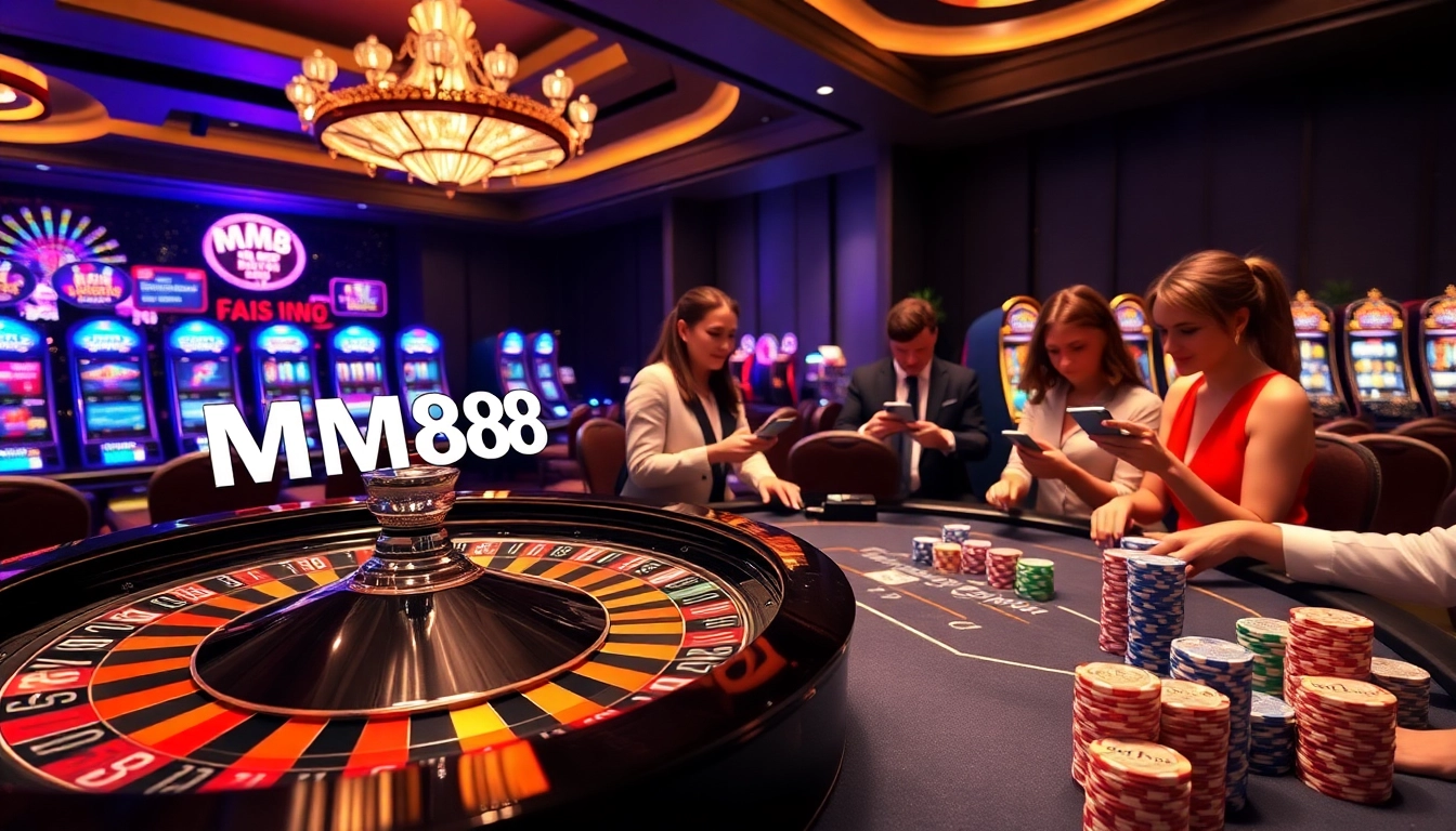 Players enjoying a vibrant casino experience at MM88 with exciting games and rich colors.