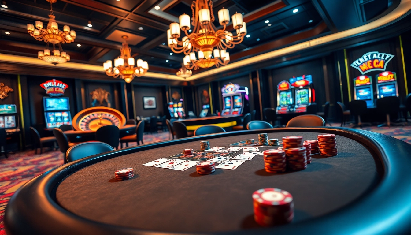 Action-packed scene at Nhà cái MV66 casino with poker and roulette excitement.