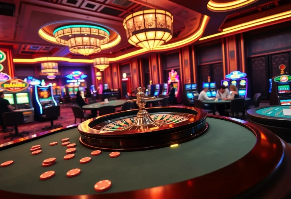 Lc 88 players enjoying intense moments at a roulette table in a vibrant casino environment.