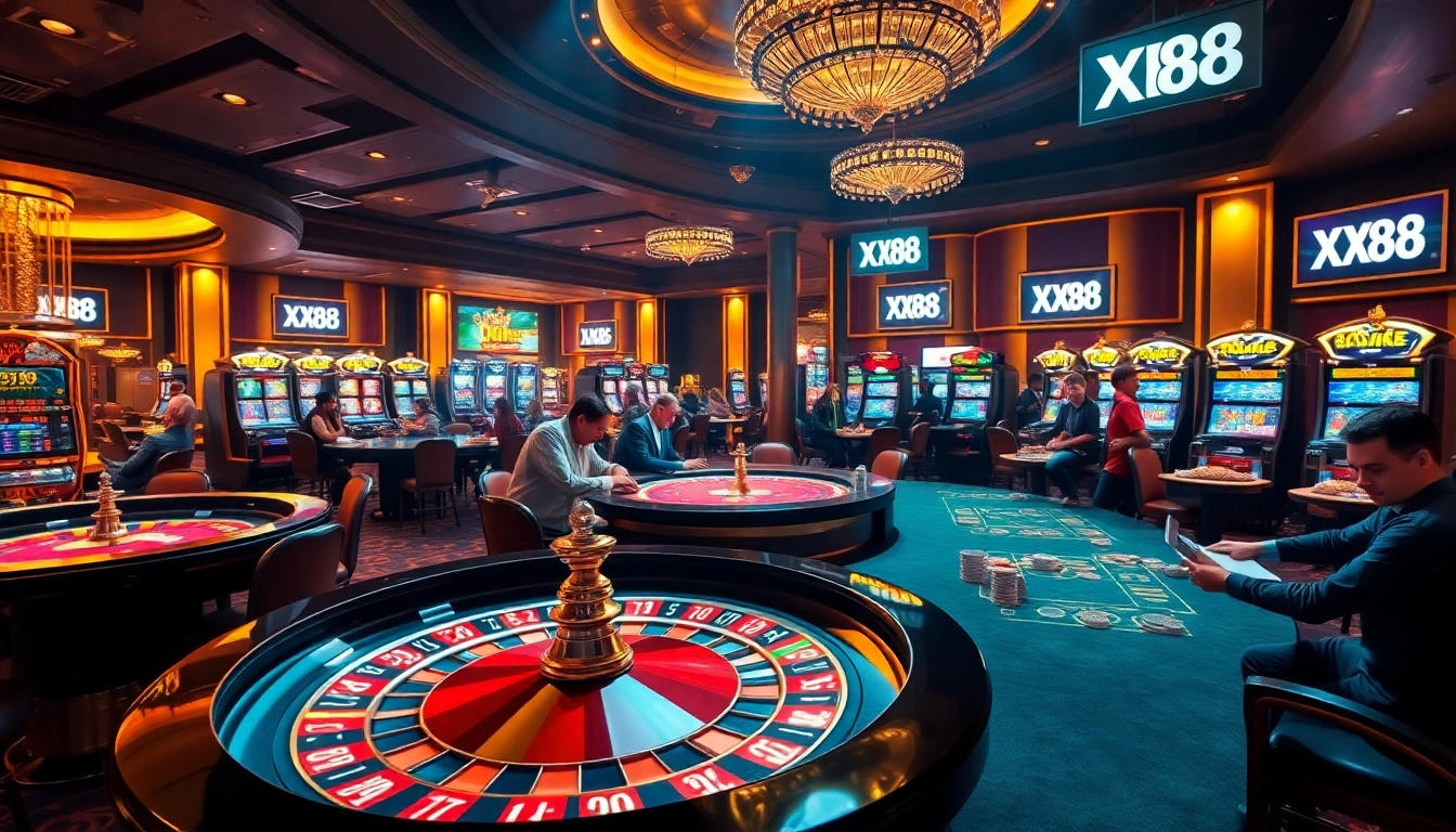Players strategizing at a luxury casino table, highlighting the thrill of XX88 betting.