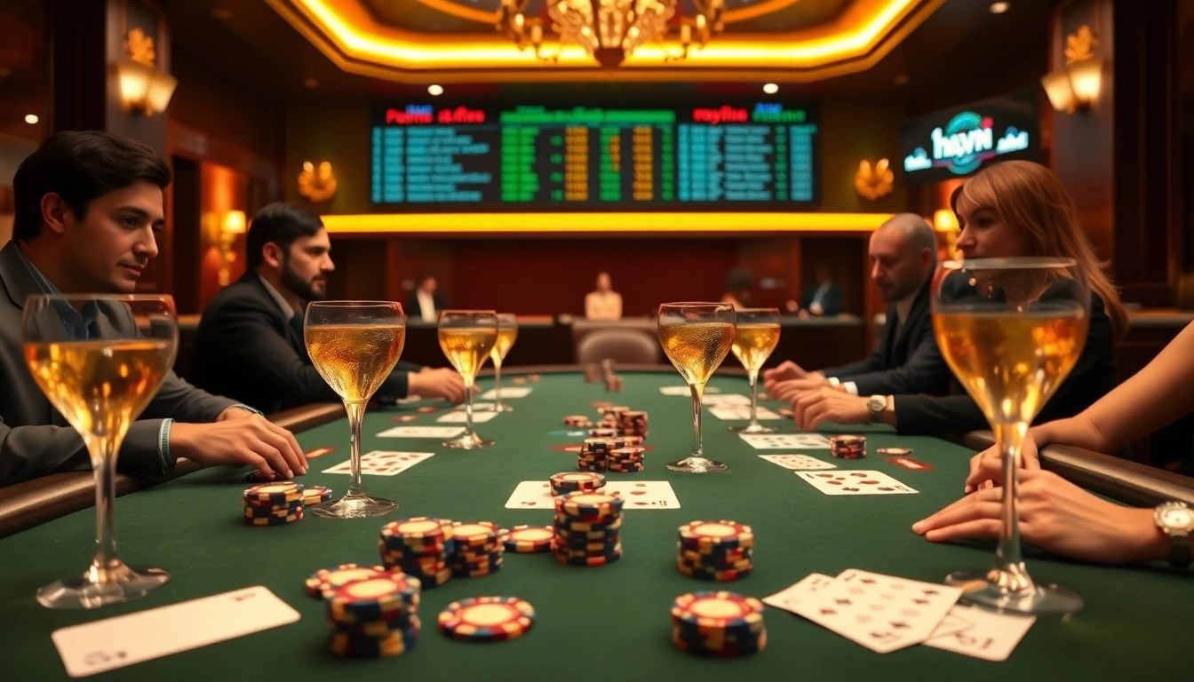 Experience luxury gaming at hay.win with a high-stakes poker table setup featuring vibrant chips and cards.