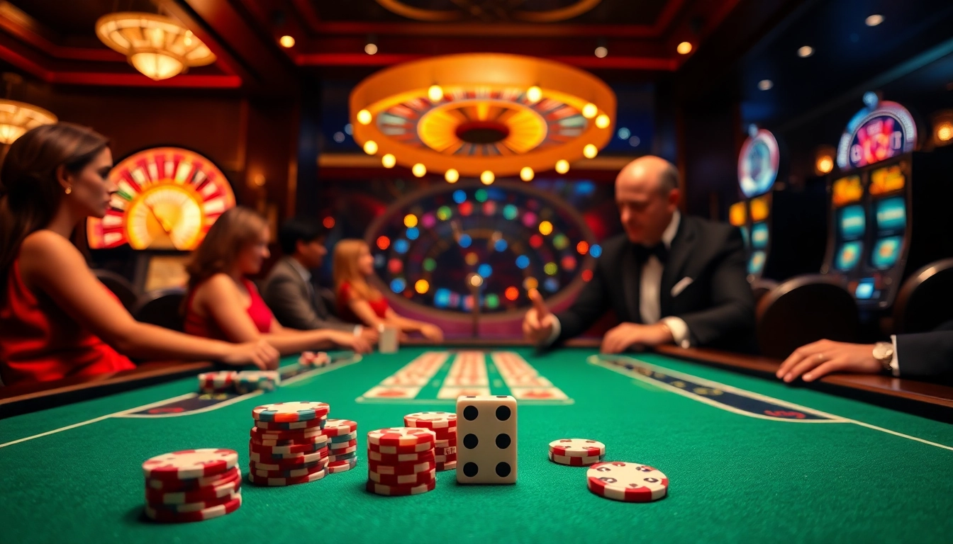 Engaged players enjoying a thrilling game at F168 COM casino with vibrant tables and exciting atmosphere.