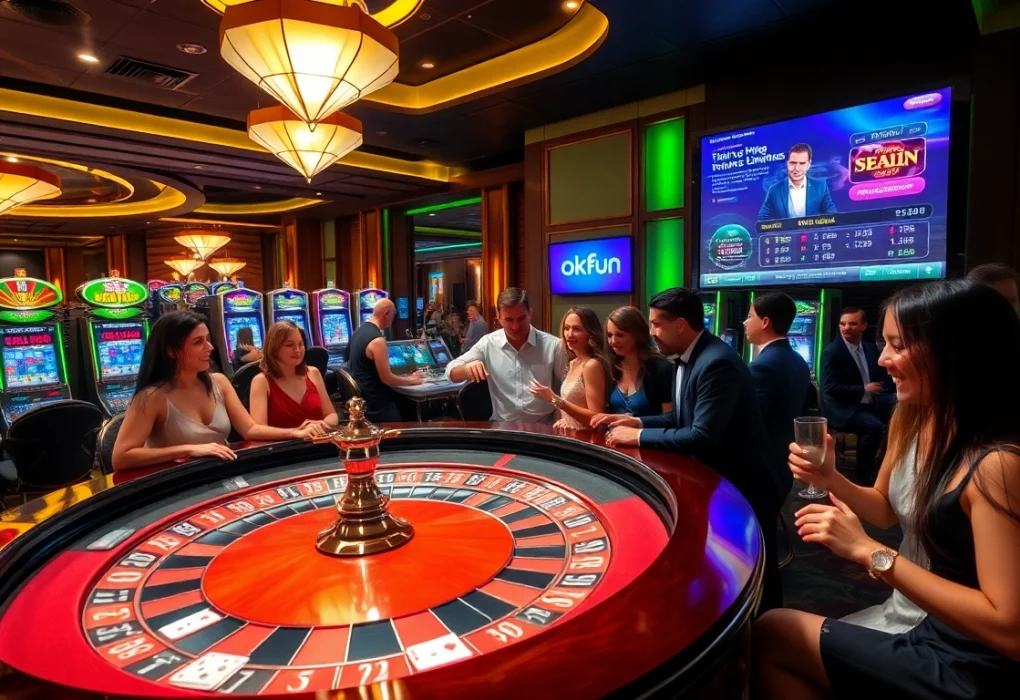Experience the excitement of casino gaming with link okfun at a vibrant roulette table.