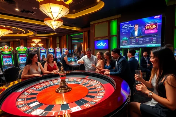 Experience the excitement of casino gaming with link okfun at a vibrant roulette table.