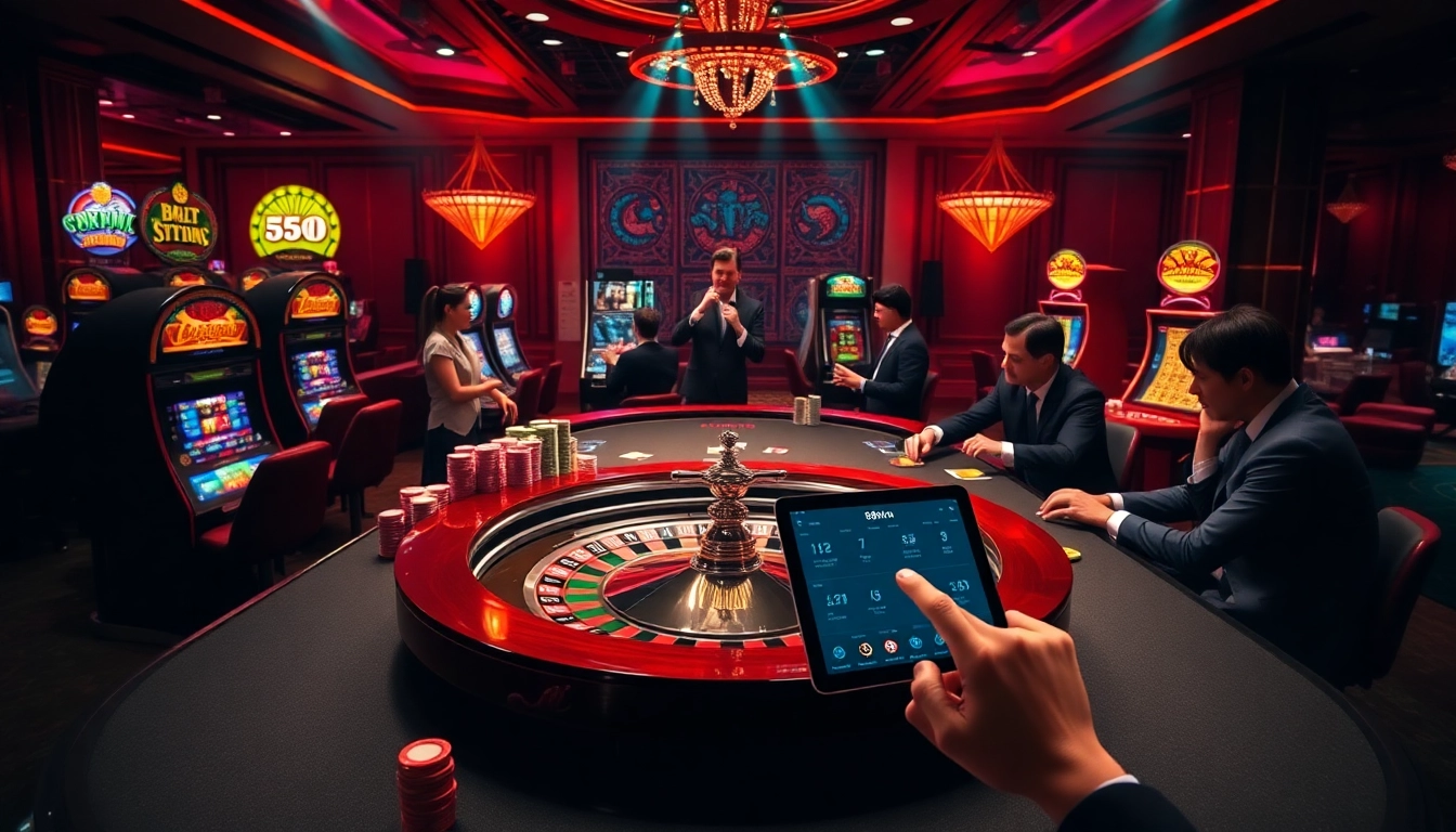 Experience thrilling gameplay at 68win's vibrant casino, featuring roulette and slot machines.