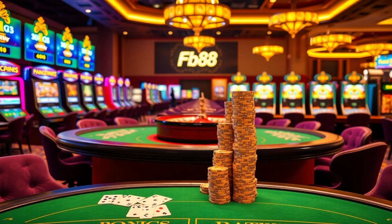 Experience thrilling gameplay at Fb88 with sophisticated casino tables and vibrant slot machines.
