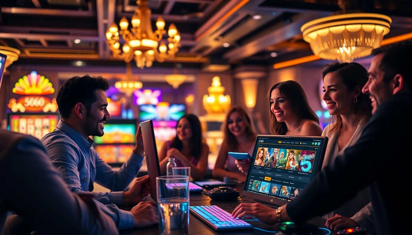 Experience thrilling gaming at 566 online casino, showcasing diverse players engaging with exciting games.