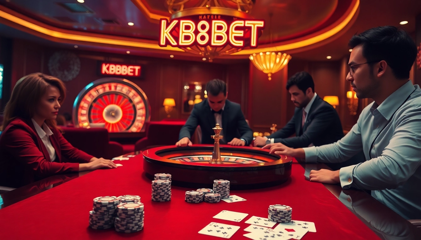 Engaging poker action scene showcasing KBBET's exciting casino experience.