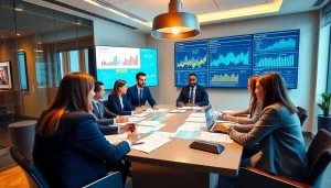 Mergers and acquisitions in the US showcased in a modern law office with business professionals discussing strategies.