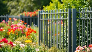 Showcasing metal fence panels at www.metalfencepanels.co.uk in a beautiful garden setting.