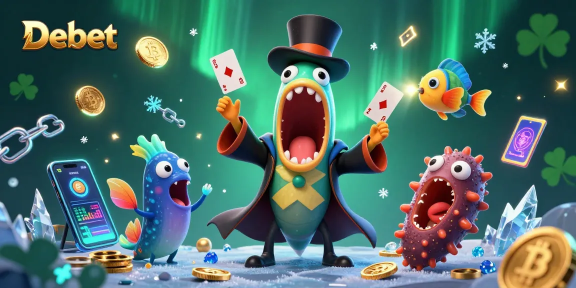 Experience thrilling card tricks from Debet's enchanted undersea magicians amidst vibrant crypto visuals.