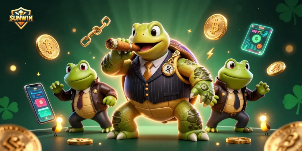 SUNWIN promotes thrilling gaming experiences with life-like casino characters and vibrant crypto elements.